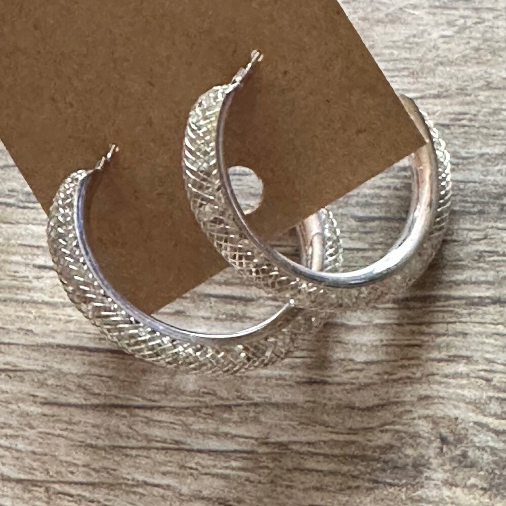 BOGO FREE Crystal encased silver hoop earrings